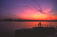 Father And Son Self-Portrait Rhine RIver And Mainz Germany